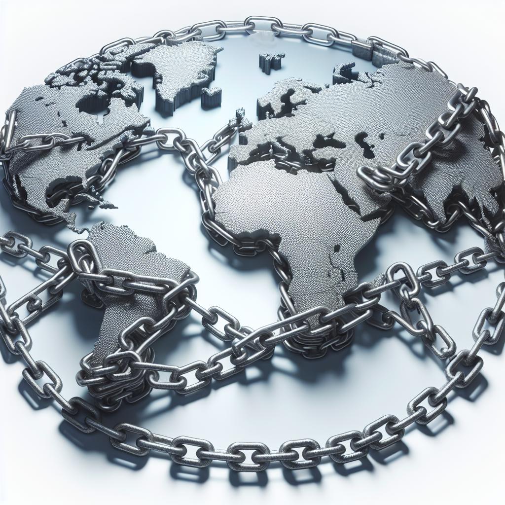 World map with chains
