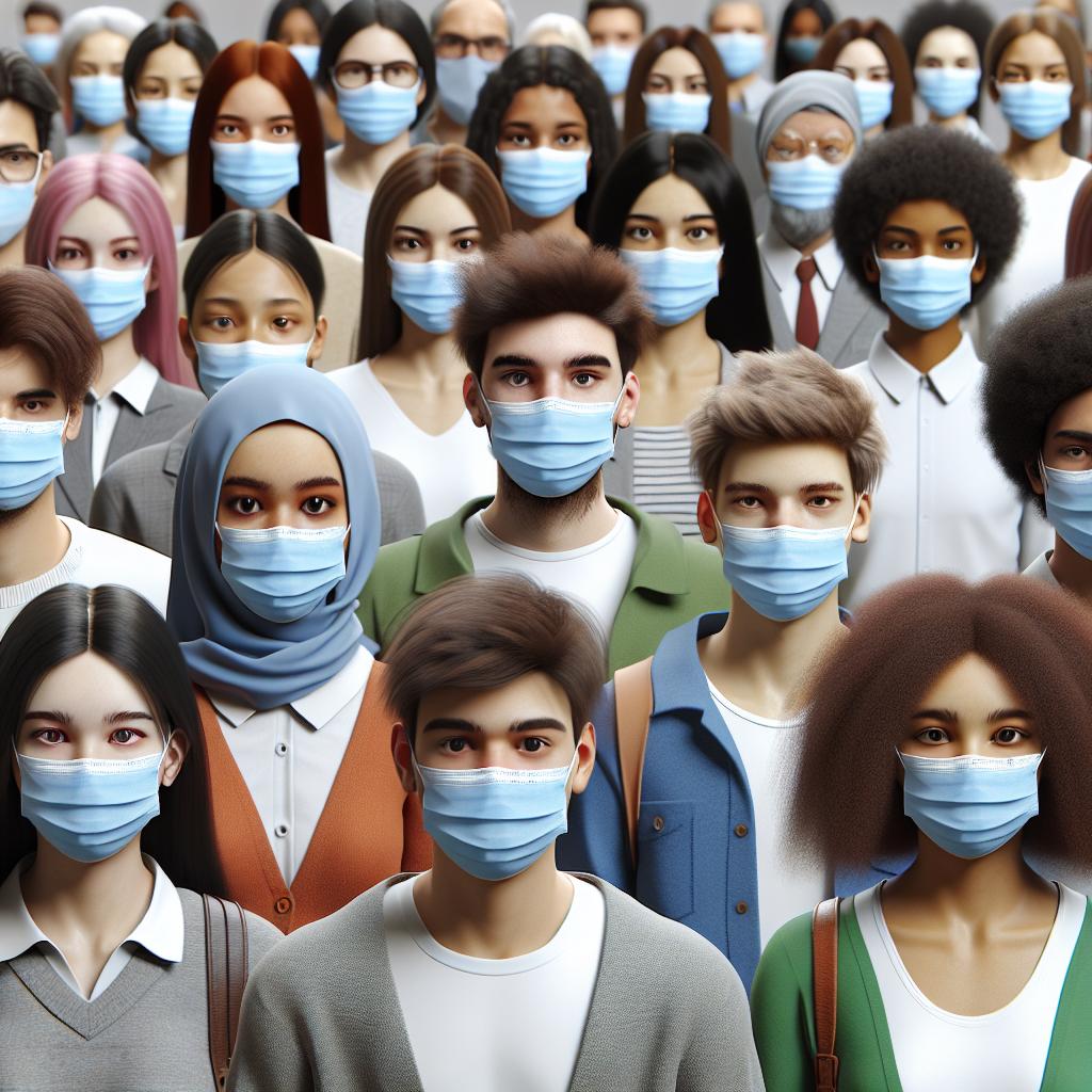 Diverse students with masks.