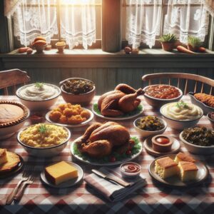 Southern food spread table.