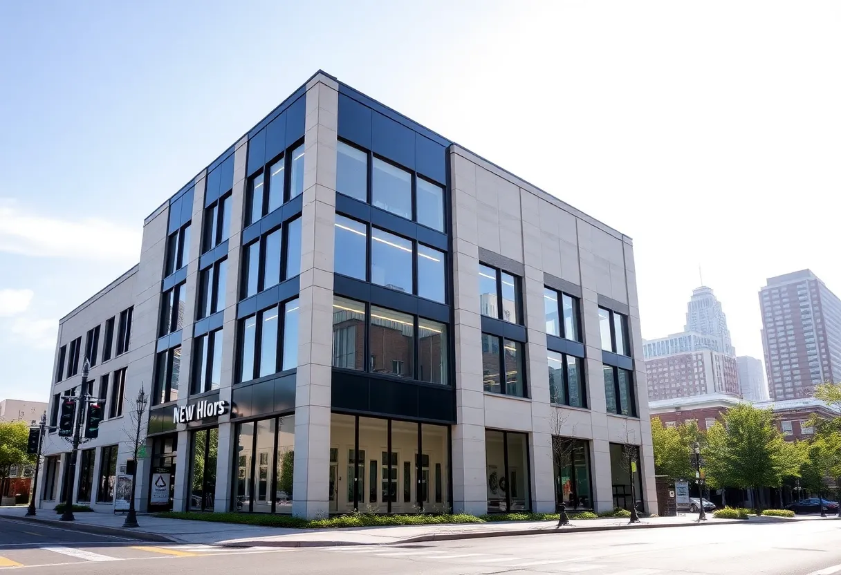 Modern commercial building façade design in New Rochelle, NY