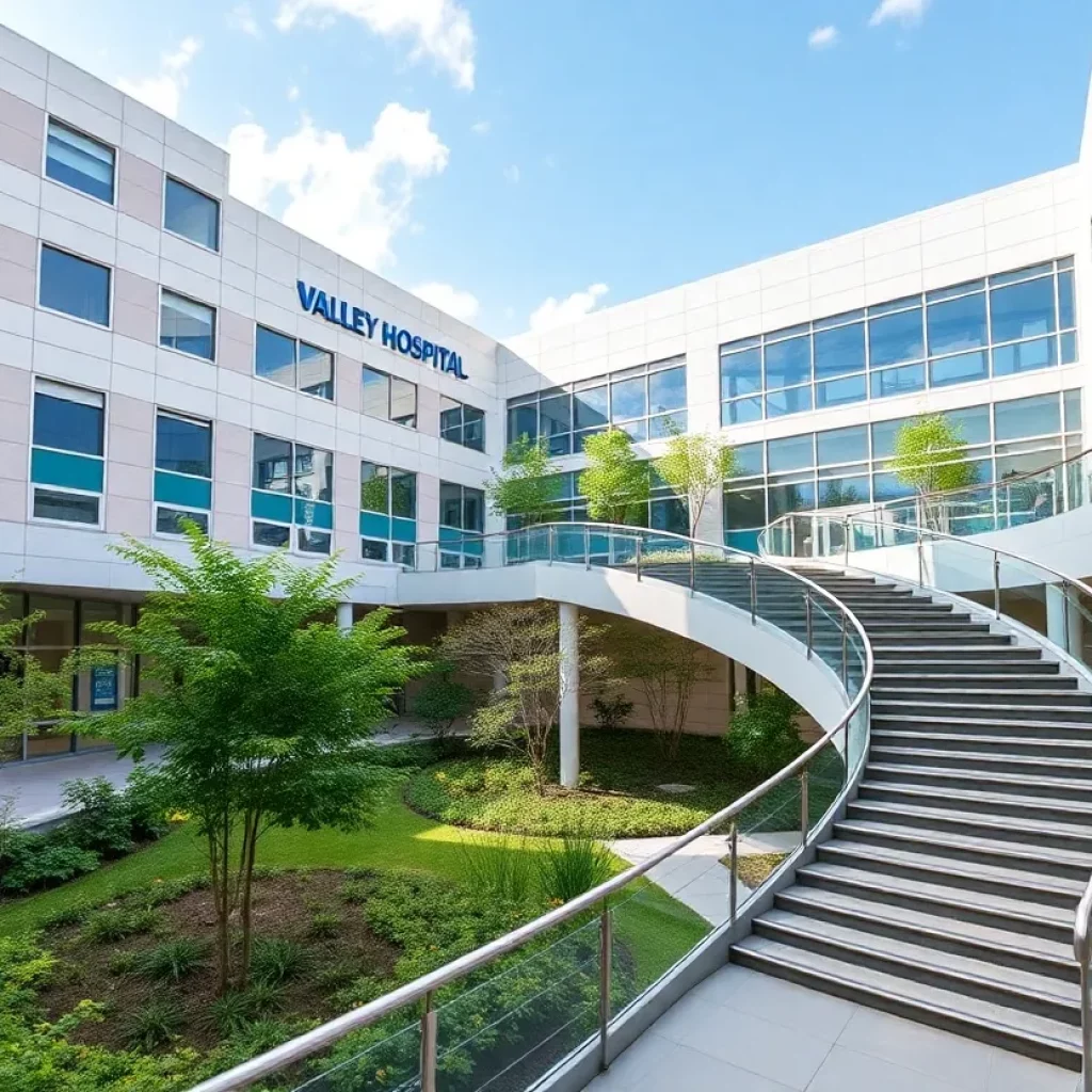 Curvilinear staircase at Valley Hospital Paramus