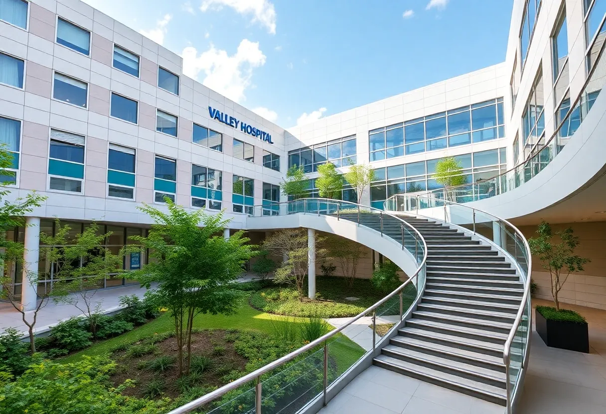 Curvilinear staircase at Valley Hospital Paramus
