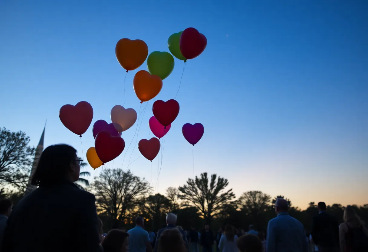Balloon release vigil in memory of Sekya Smith