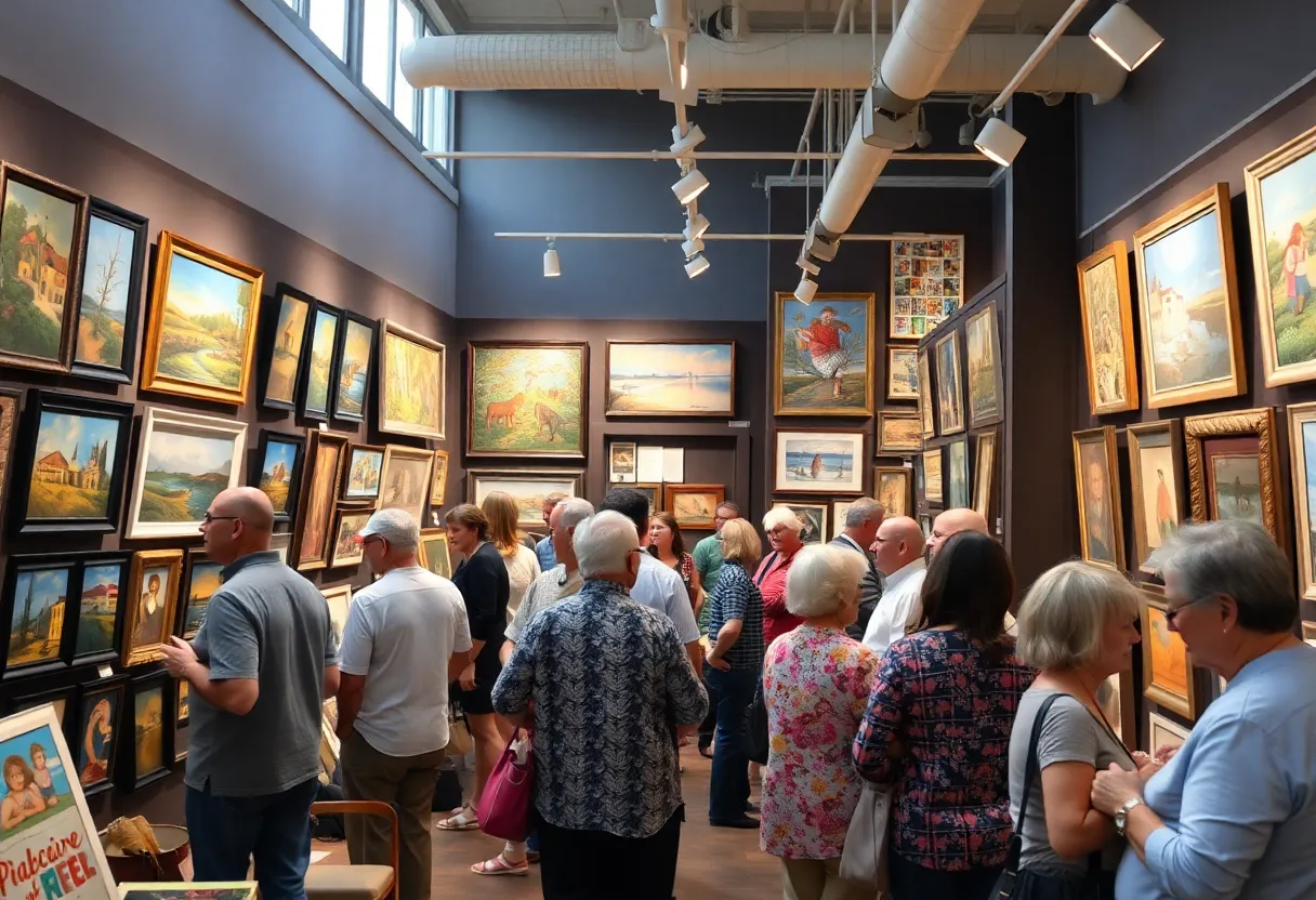Visitors at an art gallery event in Atlanta