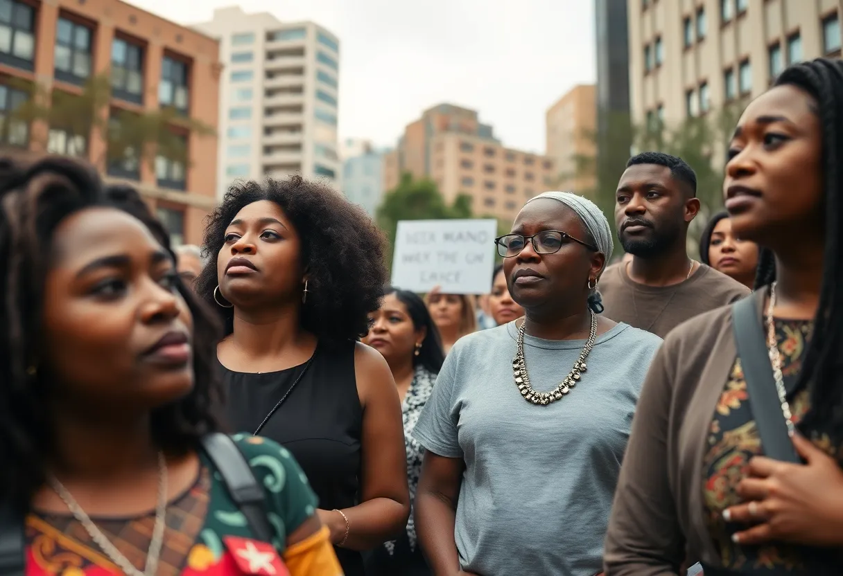 Diverse community members in Atlanta showing concern for recent immigration raids