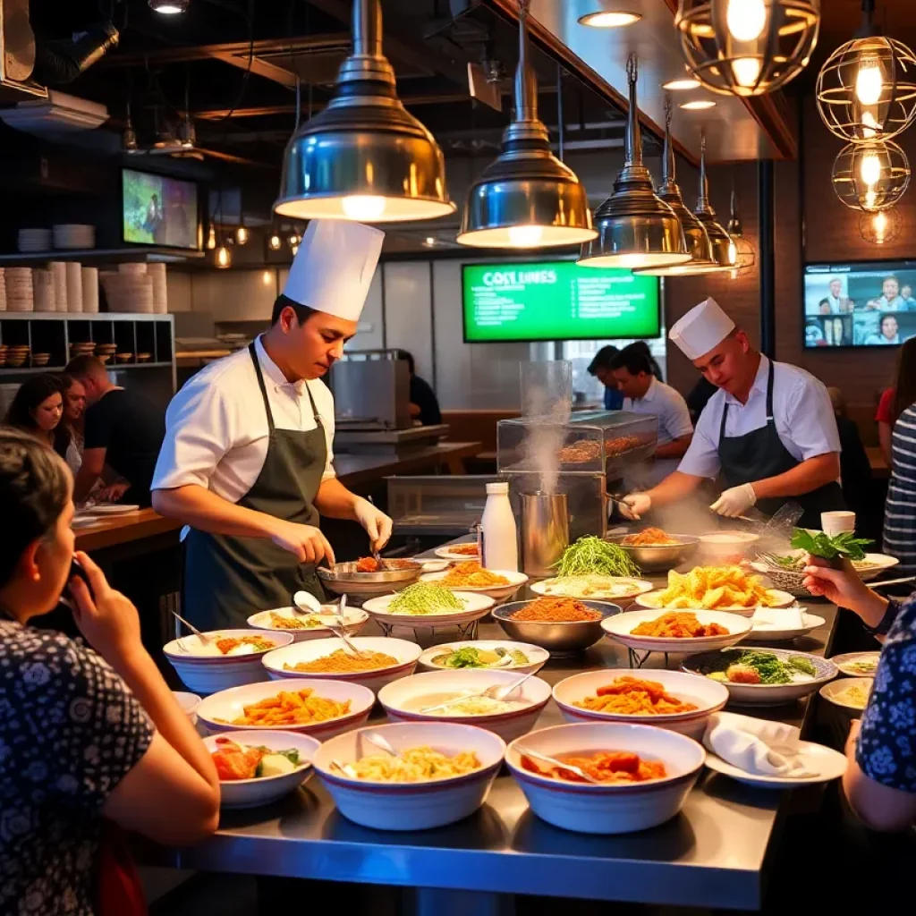 Chefs and diners in Atlanta restaurants showcasing food at the James Beard Awards.