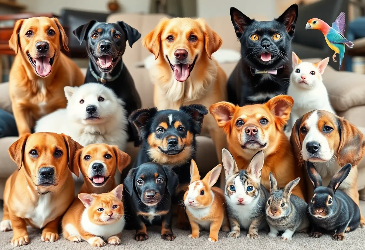 Collage of different adorable pets participating in the Atlanta Cutest Pets Contest.