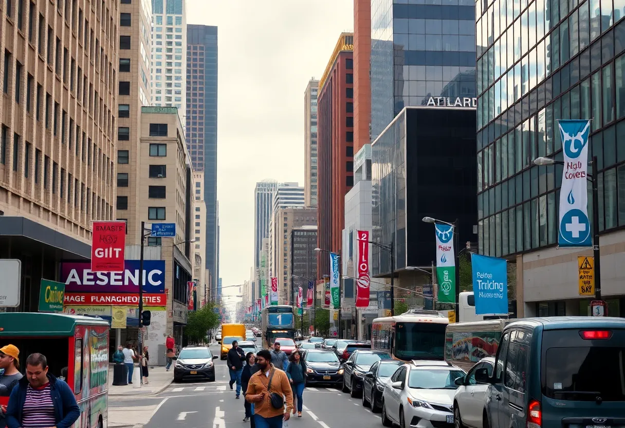 Cityscape of Atlanta showing community support services