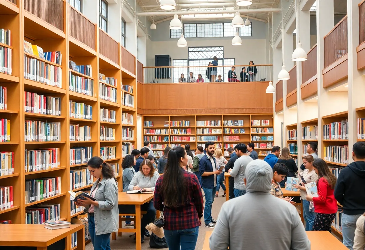 Diverse community members participating in library activities