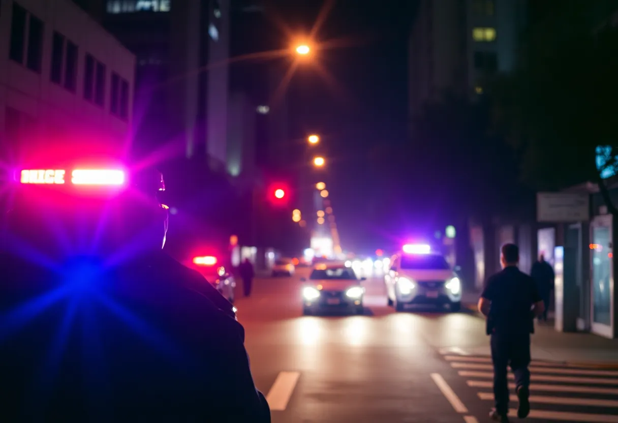 Police investigating a homicide scene at night in Atlanta