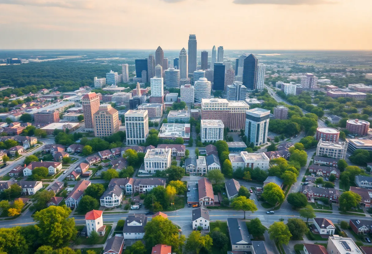 Aerial view of homes in Atlanta, Georgia