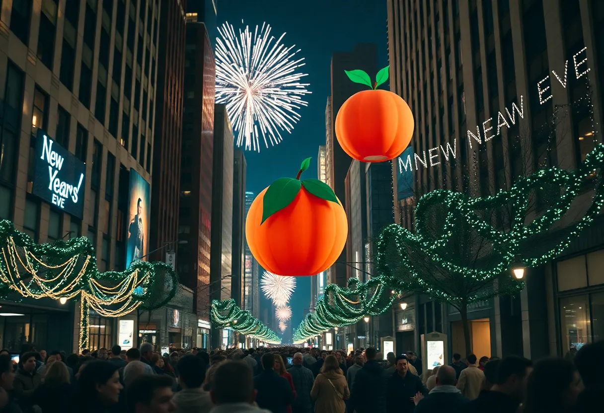 Crowd celebrating New Year’s Eve in Atlanta at the Peach Drop Festival