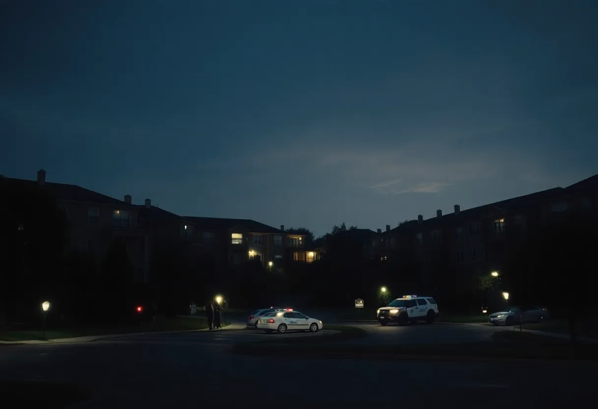 Police lights at an apartment complex in Atlanta