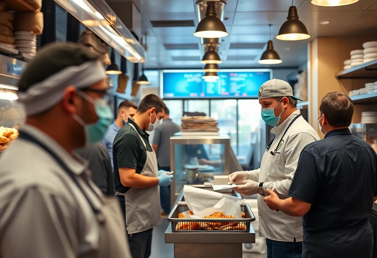 Inspectors conducting health checks in an Atlanta restaurant