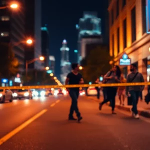 Crime scene in Atlanta, police tape on street