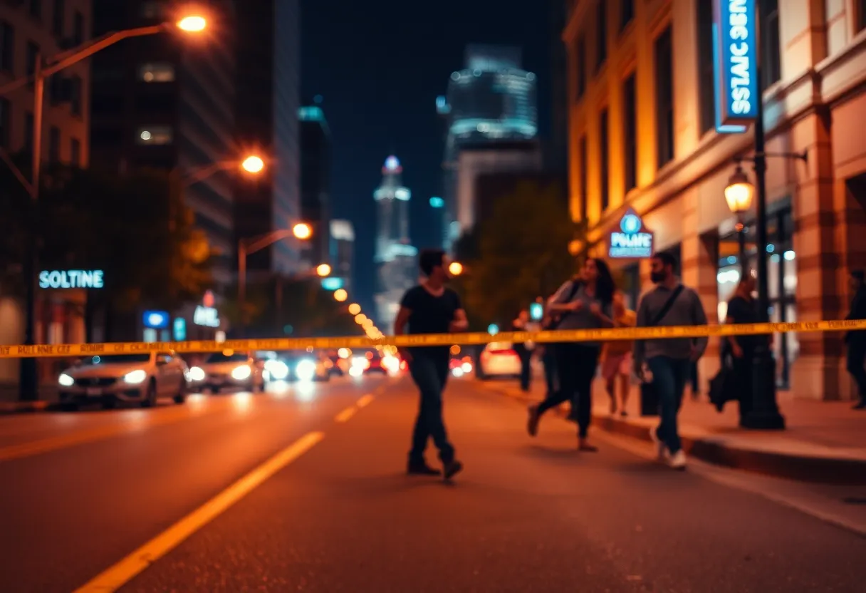 Crime scene in Atlanta, police tape on street