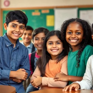 Diverse students in a supportive school environment