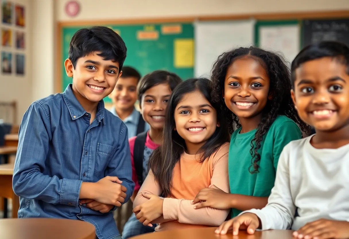 Diverse students in a supportive school environment