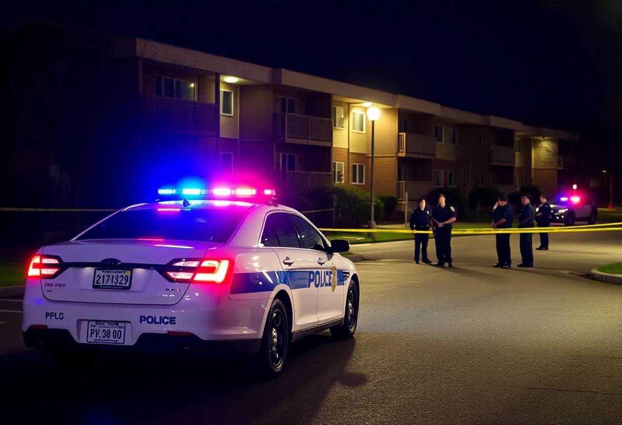 Police vehicles at the scene of a shooting in southwest Atlanta