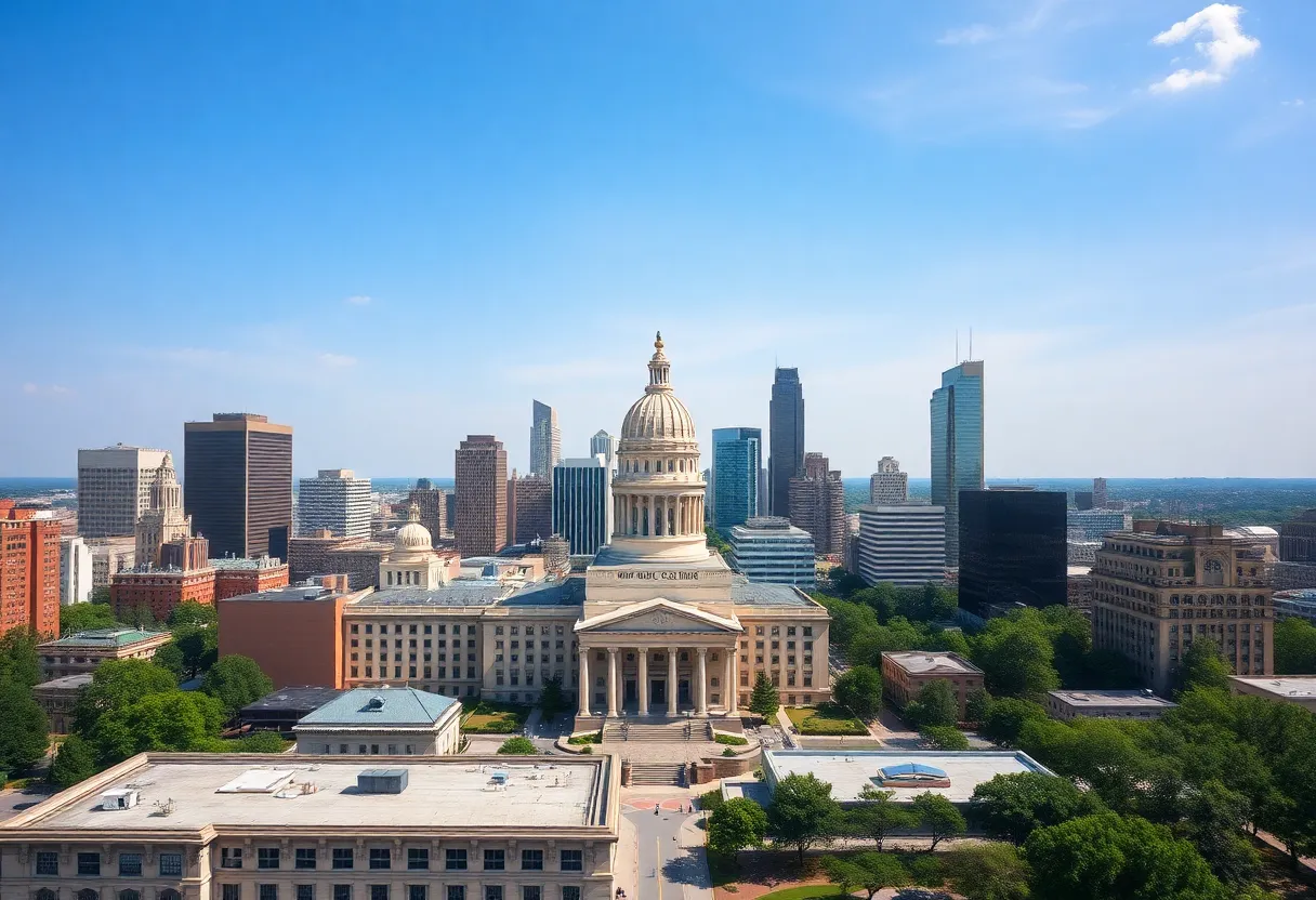 Atlanta skyline with Georgia state capitol in view