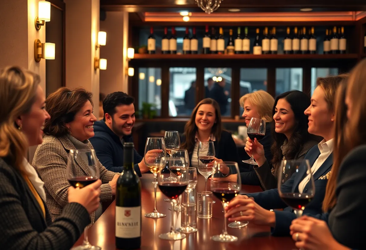 Wine enthusiasts gathering in an exclusive Atlanta wine club
