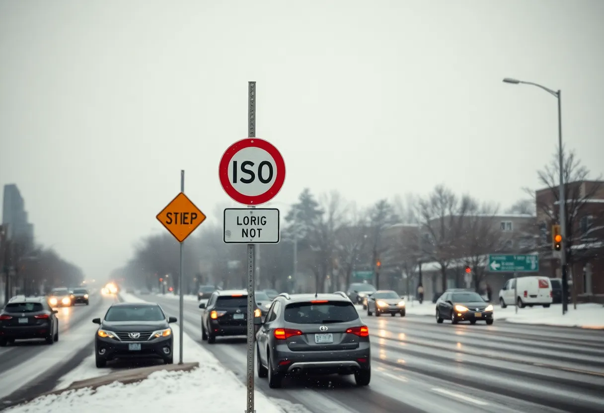 Snow-covered street in Atlanta during winter storm