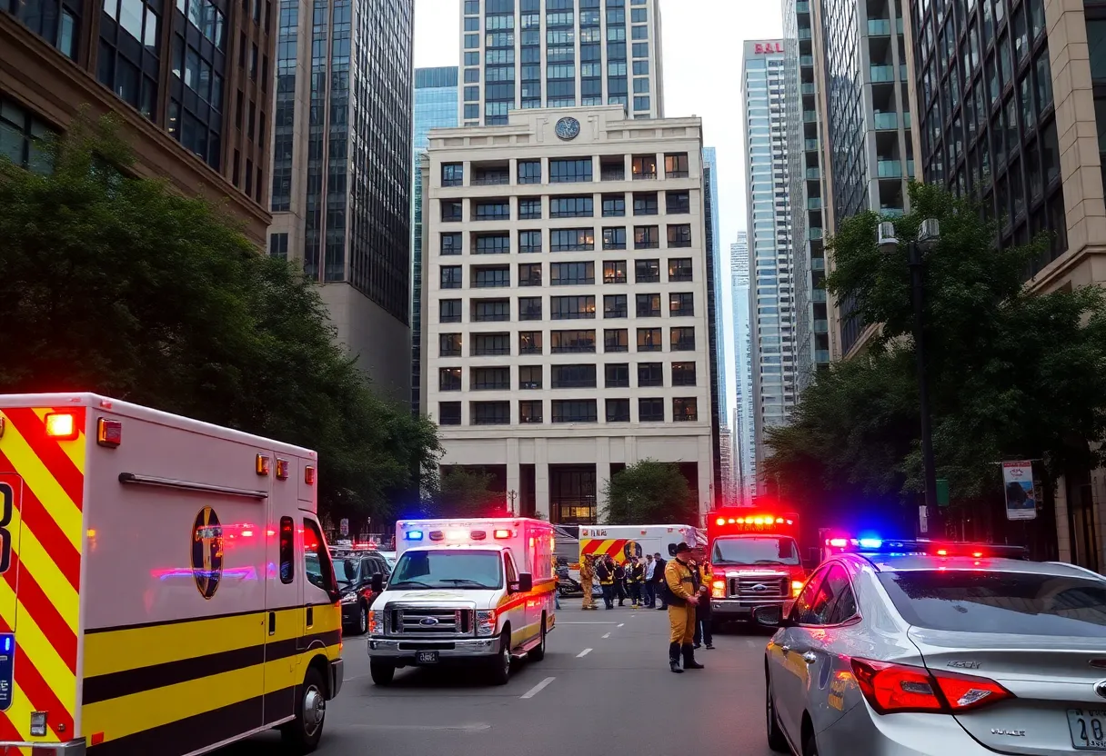 First responders at the scene of a hotel evacuation due to carbon monoxide leak in downtown Atlanta.