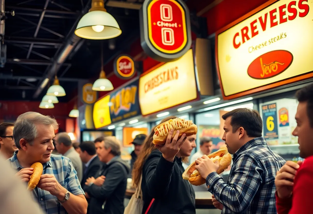 Interior of Big Dave's Cheesesteaks filled with happy customers