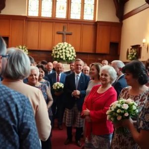Community members gathering to celebrate a life well-lived