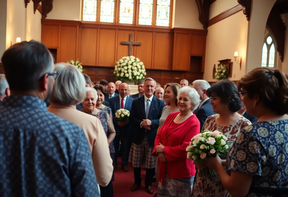 Community members gathering to celebrate a life well-lived