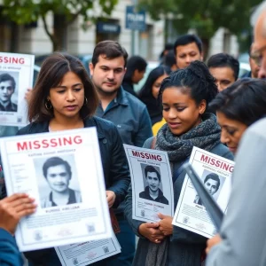 Community gathering for a missing person search