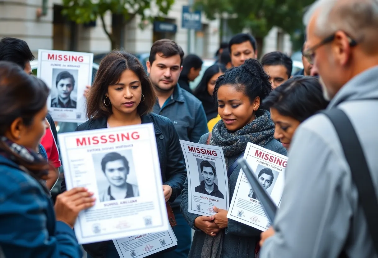 Community gathering for a missing person search