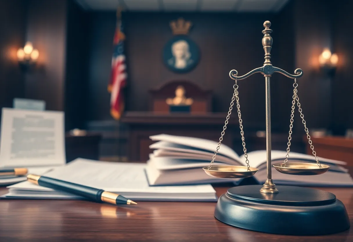 Courtroom setting for legal proceedings in Atlanta.