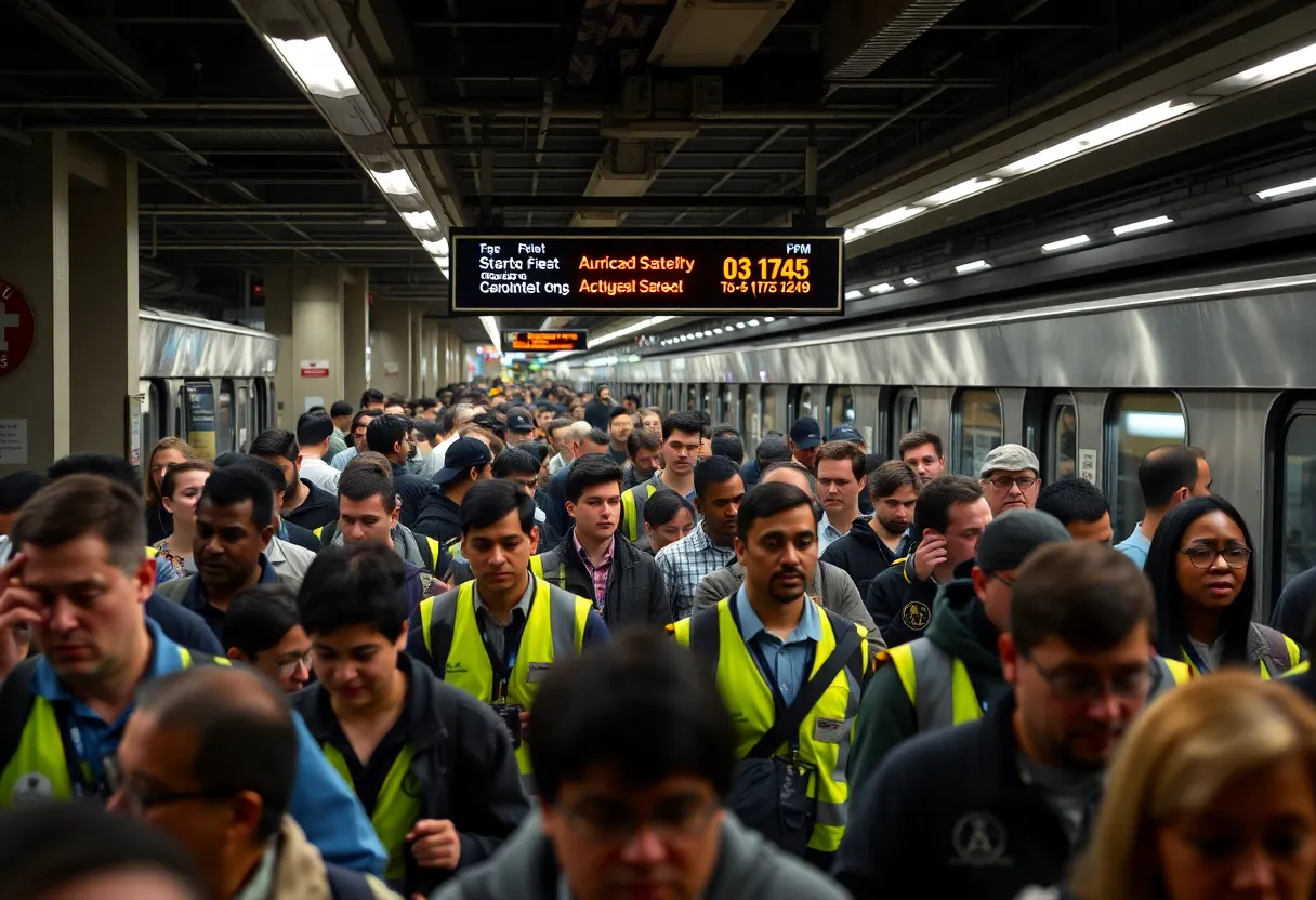 An image depicting a busy MARTA station with signs of distress.