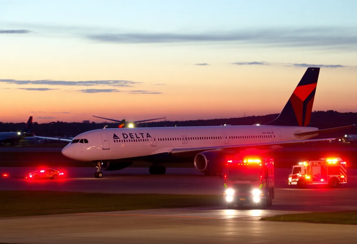 Delta Airlines airplane on runway after incident