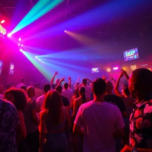 Vibrant Atlanta nightlife with dancing crowd