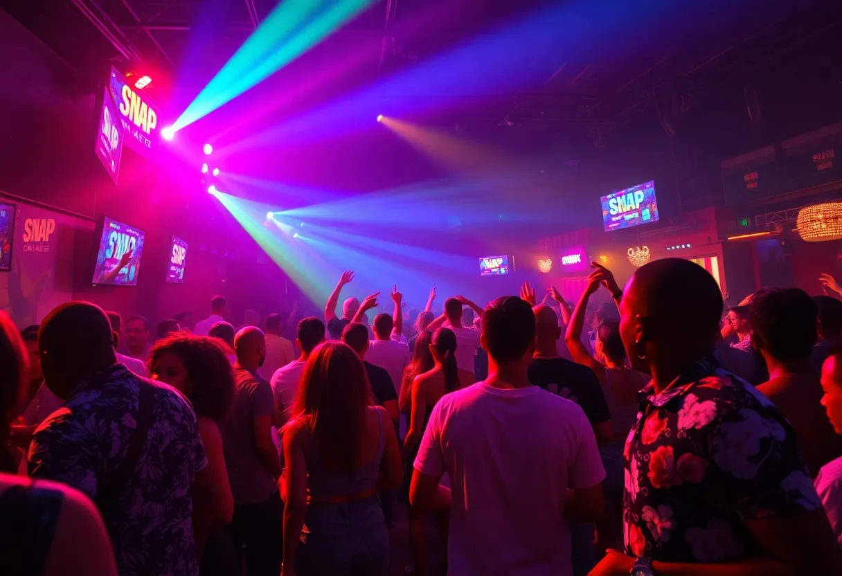 Vibrant Atlanta nightlife with dancing crowd