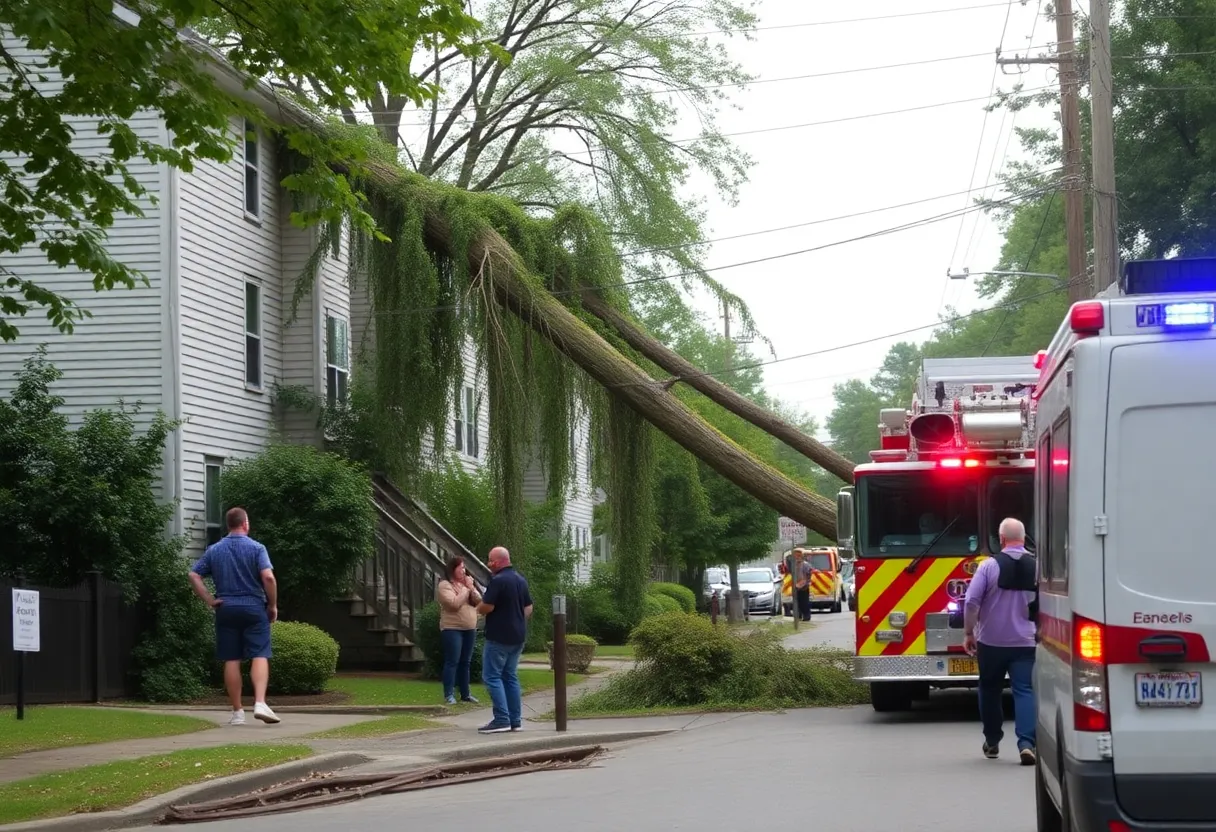 A fallen tree on a duplex in Atlanta's Candler Park neighborhood