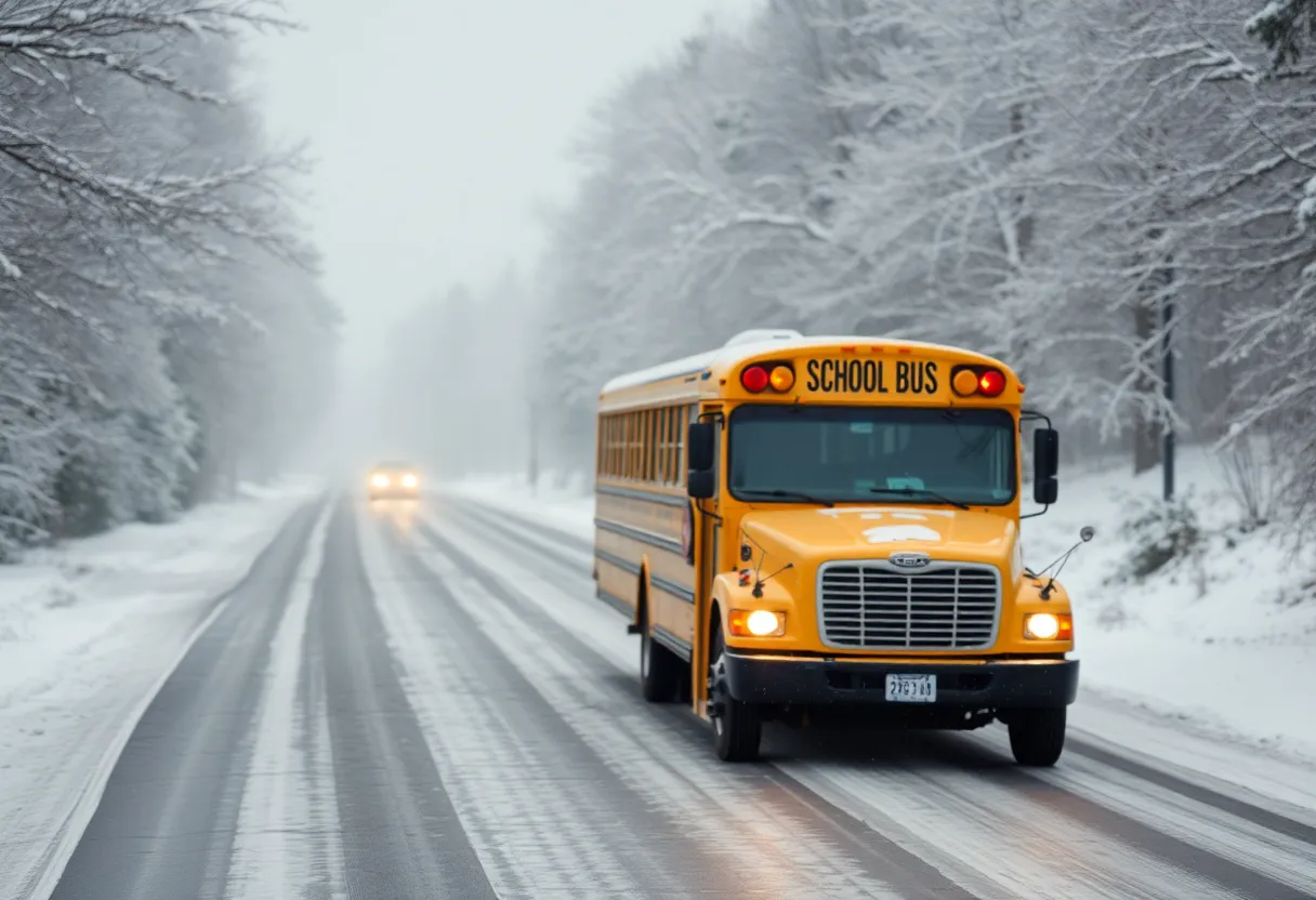 Icy roads in North Georgia affecting school travel