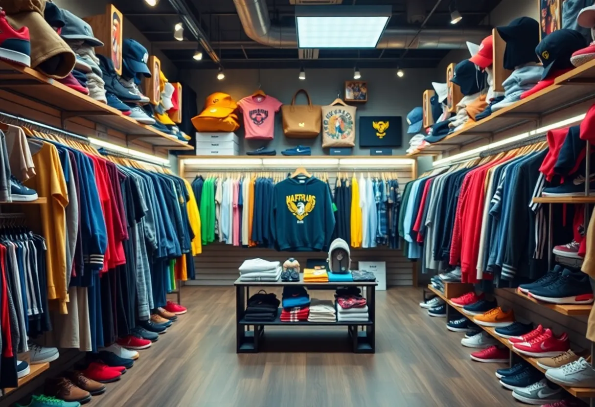 Interior view of Identity ATL streetwear store showing unique clothing and accessories