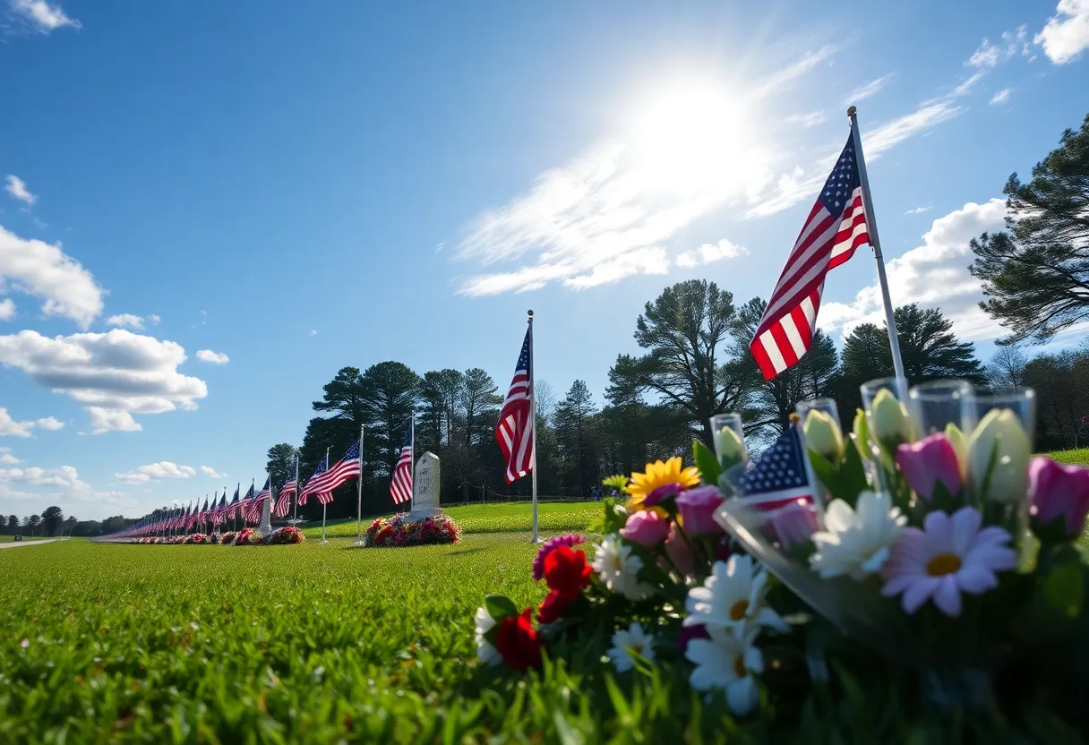 Flags at half-staff and flowers in memory of Jimmy Carter in Plains, Georgia