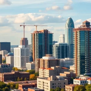 Construction sites and city skyline in Metro Atlanta