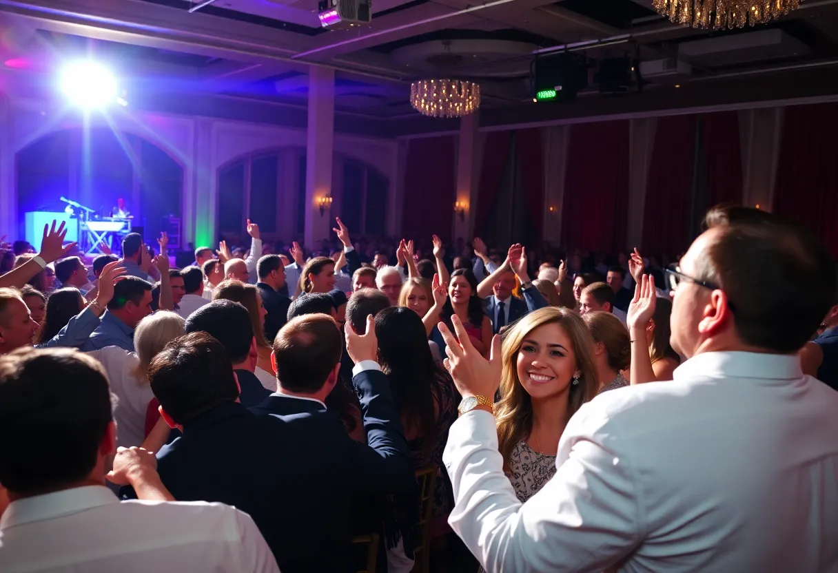 Crowd celebrating at the Liberty Ball