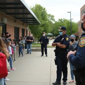 North Atlanta High School during lockdown with police presence.