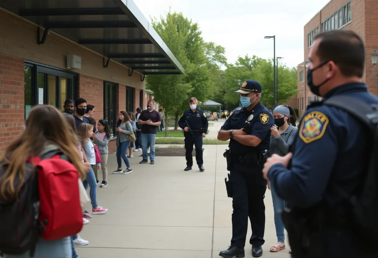 North Atlanta High School during lockdown with police presence.