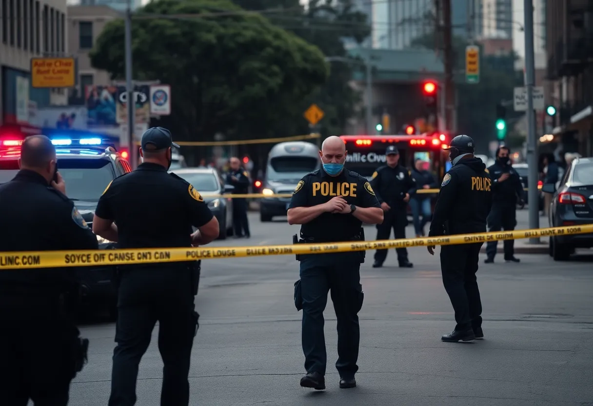 Atlanta police at a crime scene investigating a shooting incident