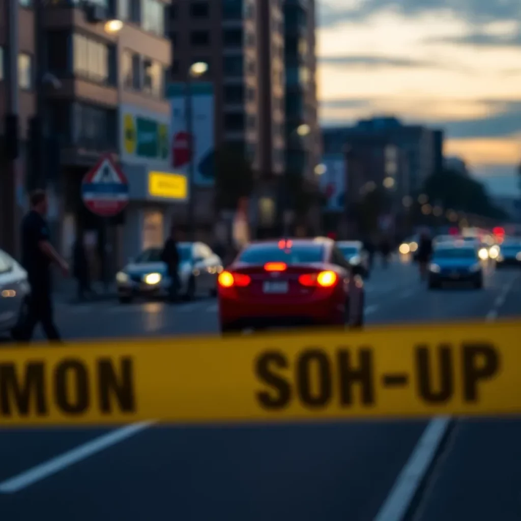 Police investigation occurring on a street in Atlanta