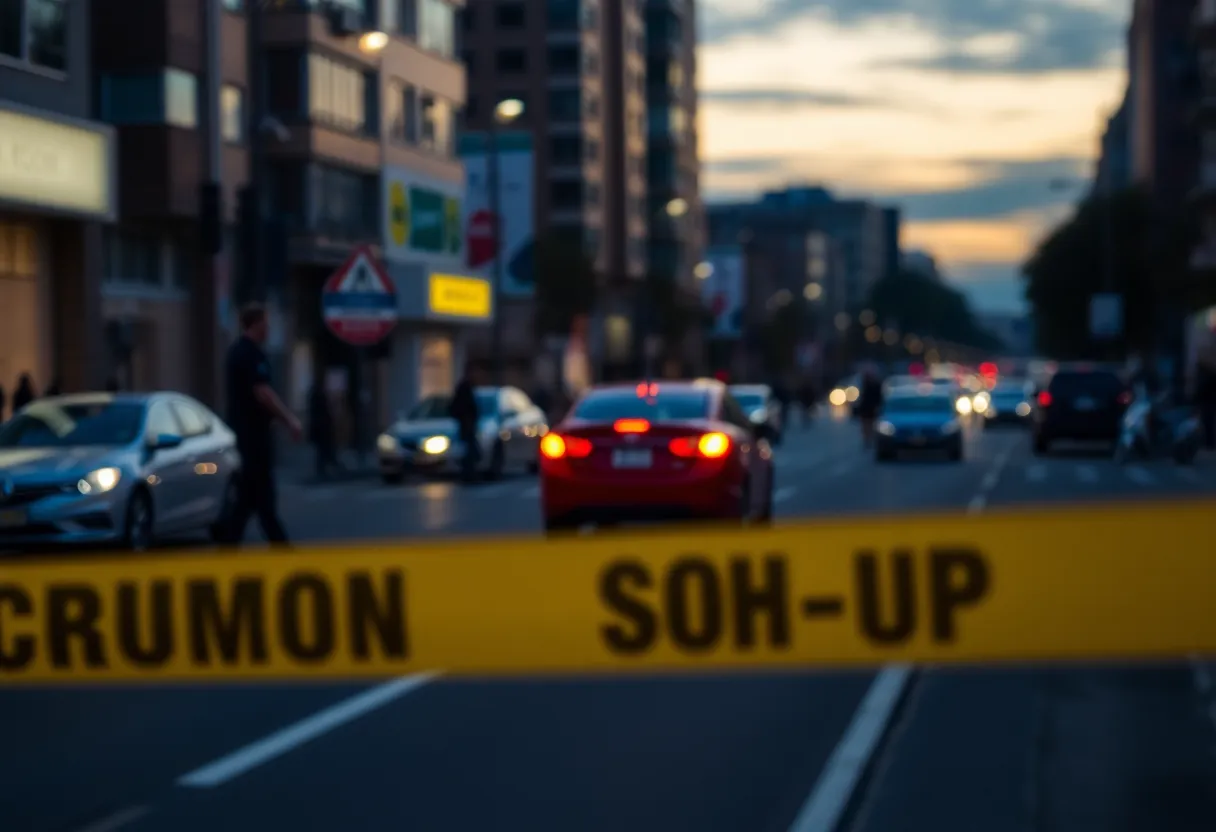 Police investigation occurring on a street in Atlanta