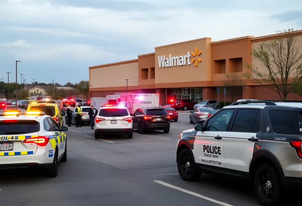 Evacuation scene at Walmart in East Point, Georgia with police presence