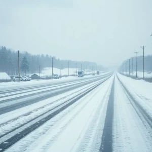 Snow covered landscape in Georgia due to winter storm